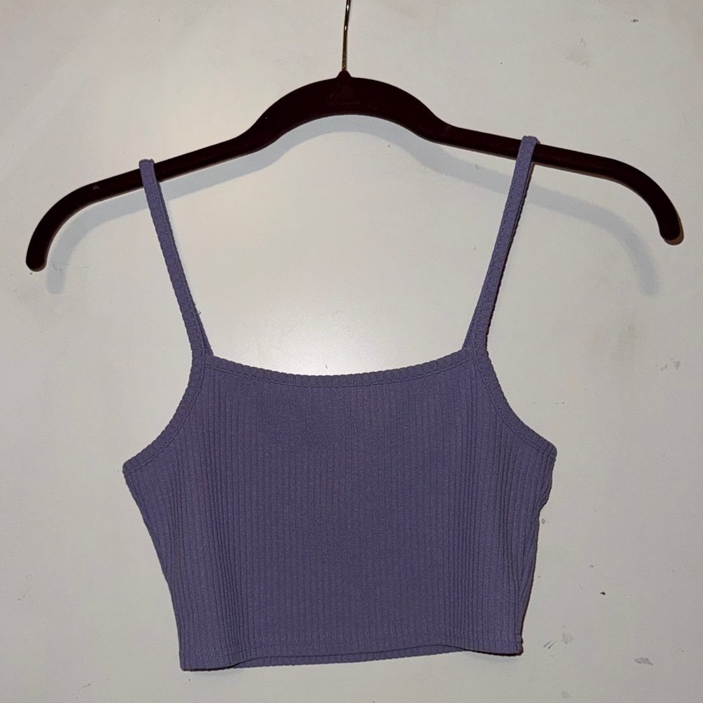 Divided Lilac Ribbed Crop Top